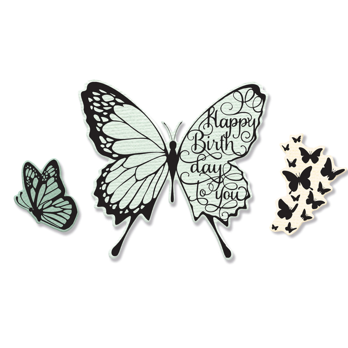 Sizzix Framelits Die Set 3PK w/3PK - Stamps Butterfly Birthday